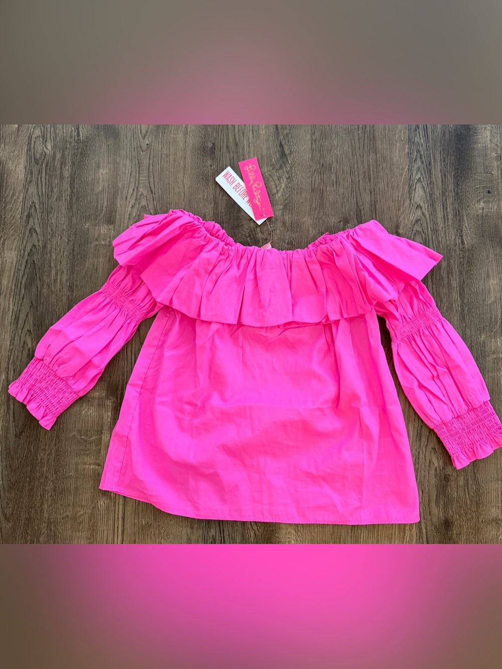 Lilly Pulitzer Bright Pink Off-Shoulder Ruffle Blouse